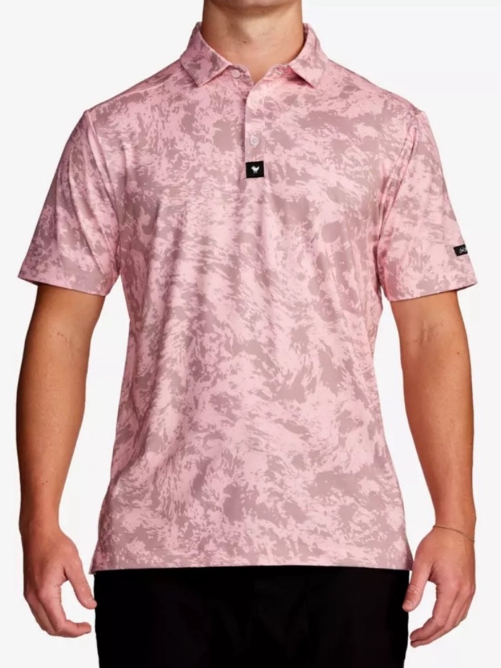 Bad Birdie Rover Golf Polo Shirt Mens XL Pink Abstract Print Performance